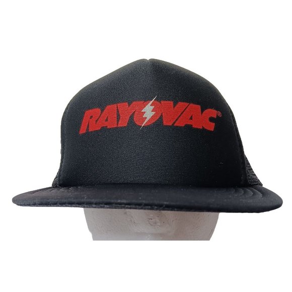 Vintage Rayovac Batteries Trucker Cap Black Red Snap Back Foam Players Taiwan - Picture 3 of 13